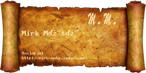 Mirk Máté névjegykártya